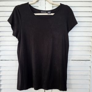 Tahari Short Sleeve Stretch Top Black Tee